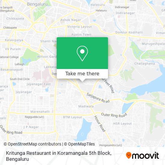 Kritunga Restaurant in Koramangala 5th Block map