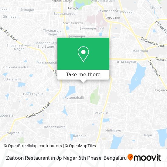 Zaitoon Restaurant in Jp Nagar 6th Phase map