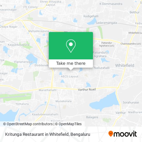 Kritunga Restaurant in Whitefield map