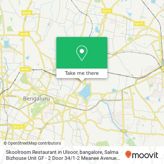 Skoolroom Restaurant in Ulsoor, bangalore, Salma Bizhouse Unit GF - 2 Door 34 / 1-2 Meanee Avenue Tan map