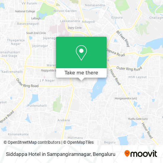 Siddappa Hotel in Sampangiramnagar map