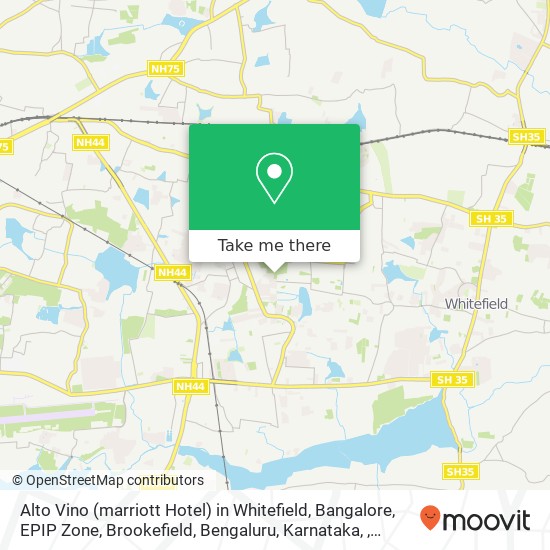 Alto Vino (marriott Hotel) in Whitefield, Bangalore, EPIP Zone, Brookefield, Bengaluru, Karnataka, map