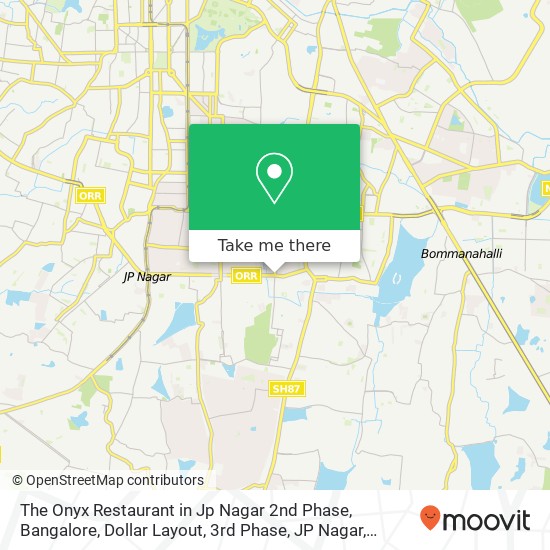 The Onyx Restaurant in Jp Nagar 2nd Phase, Bangalore, Dollar Layout, 3rd Phase, JP Nagar, Bengaluru map