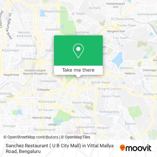 Sanchez Restaurant ( U B City Mall) in Vittal Mallya Road map