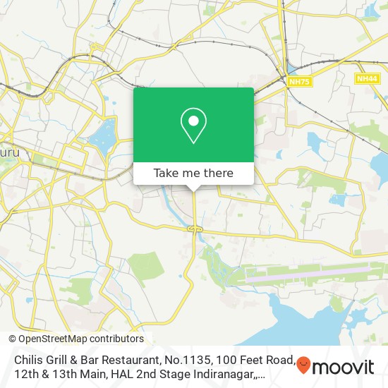 Chilis Grill & Bar Restaurant, No.1135, 100 Feet Road, 12th & 13th Main, HAL 2nd Stage Indiranagar, map