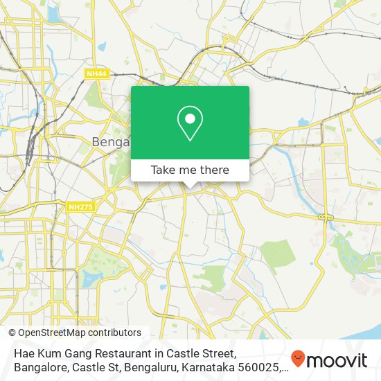 Hae Kum Gang Restaurant in Castle Street, Bangalore, Castle St, Bengaluru, Karnataka 560025, India map