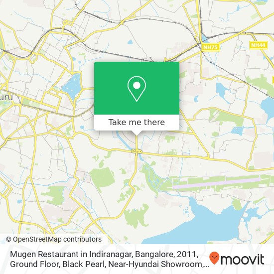 Mugen Restaurant in Indiranagar, Bangalore, 2011, Ground Floor, Black Pearl, Near-Hyundai Showroom, map