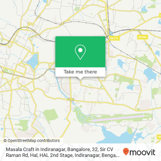 Masala Craft in Indiranagar, Bangalore, 32, Sir CV Raman Rd, Hal, HAL 2nd Stage, Indiranagar, Benga map