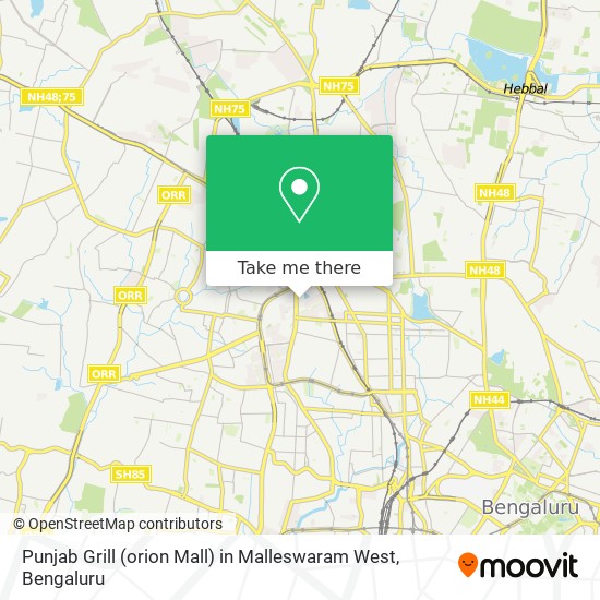 Punjab Grill (orion Mall) in Malleswaram West map