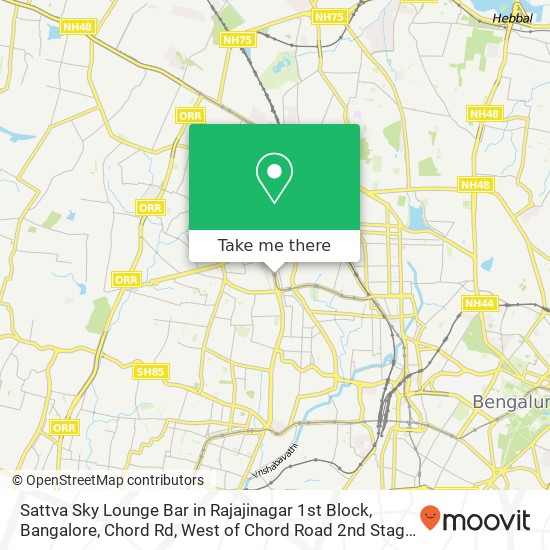 Sattva Sky Lounge Bar in Rajajinagar 1st Block, Bangalore, Chord Rd, West of Chord Road 2nd Stage, map