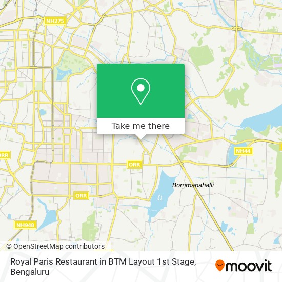 Royal Paris Restaurant in BTM Layout 1st Stage map