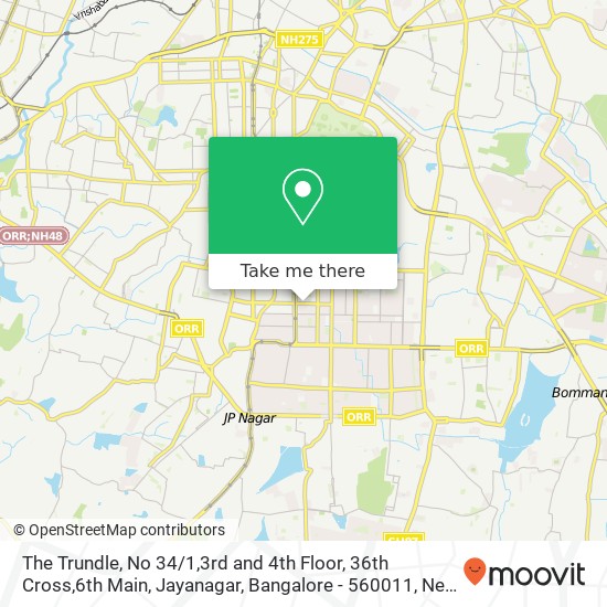 The Trundle, No 34 / 1,3rd and 4th Floor, 36th Cross,6th Main, Jayanagar, Bangalore - 560011, Near RV map
