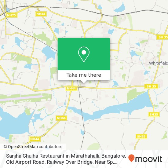 Sanjha Chulha Restaurant in Marathahalli, Bangalore, Old Airport Road, Railway Over Bridge, Near Sp map