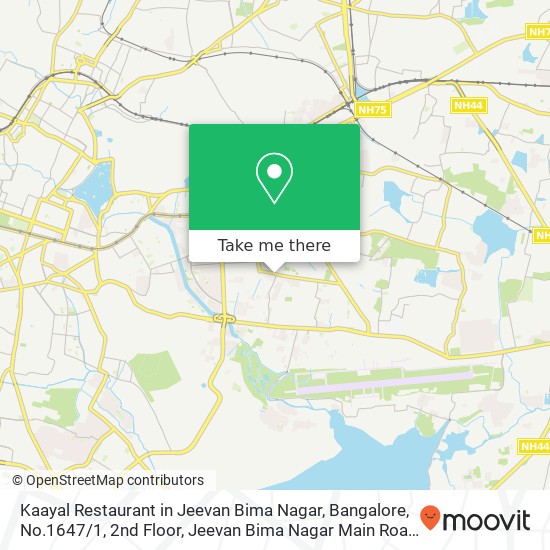 Kaayal Restaurant in Jeevan Bima Nagar, Bangalore, No.1647 / 1, 2nd Floor, Jeevan Bima Nagar Main Roa map
