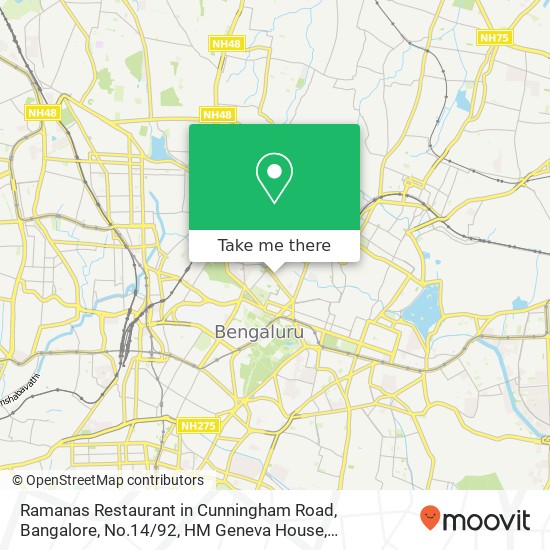 Ramanas Restaurant in Cunningham Road, Bangalore, No.14 / 92, HM Geneva House, Cunningham Rd, SRT Roa map