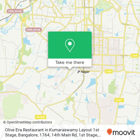 Olive Era Restaurant in Kumaraswamy Layout 1st Stage, Bangalore, 1764, 14th Main Rd, 1st Stage, Kum map