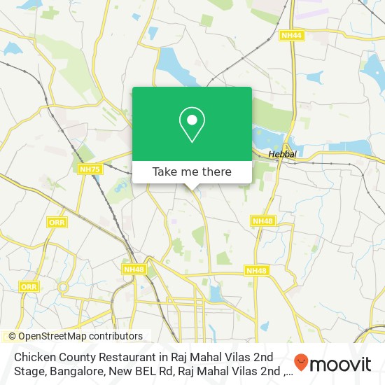 Chicken County Restaurant in Raj Mahal Vilas 2nd Stage, Bangalore, New BEL Rd, Raj Mahal Vilas 2nd map