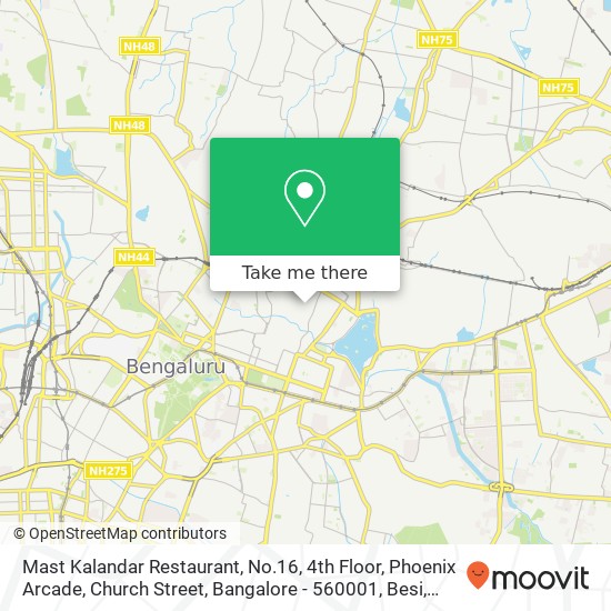 Mast Kalandar Restaurant, No.16, 4th Floor, Phoenix Arcade, Church Street, Bangalore - 560001, Besi map