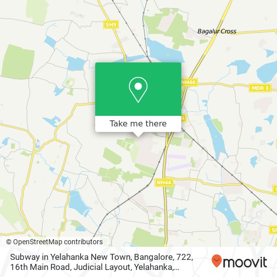 Subway in Yelahanka New Town, Bangalore, 722, 16th Main Road, Judicial Layout, Yelahanka, Bengaluru map