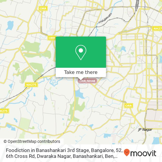 Foodiction in Banashankari 3rd Stage, Bangalore, 52, 6th Cross Rd, Dwaraka Nagar, Banashankari, Ben map
