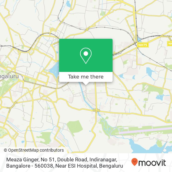 Meaza Ginger, No 51, Double Road, Indiranagar, Bangalore - 560038, Near ESI Hospital map