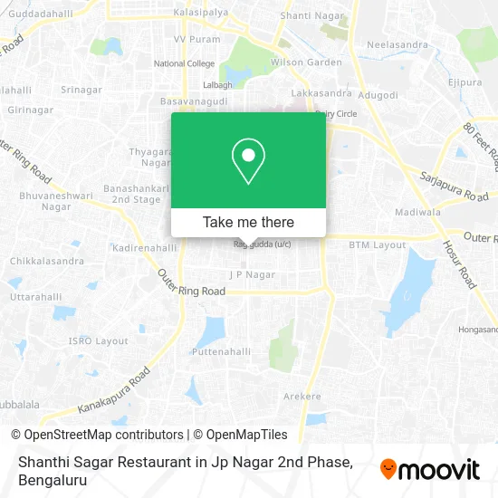 Shanthi Sagar Restaurant in Jp Nagar 2nd Phase map