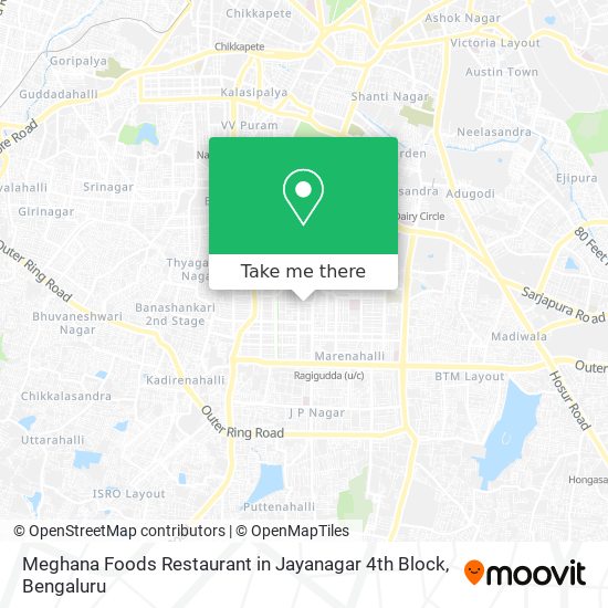 Meghana Foods Restaurant in Jayanagar 4th Block map