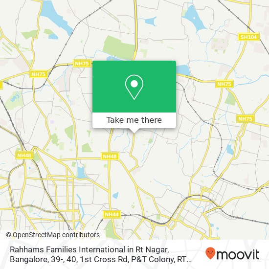 Rahhams Families International in Rt Nagar, Bangalore, 39-, 40, 1st Cross Rd, P&T Colony, RT Nagar, map