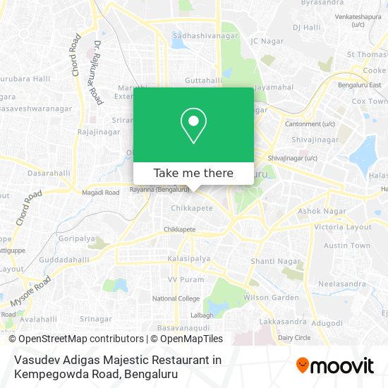 Vasudev Adigas Majestic Restaurant in Kempegowda Road map