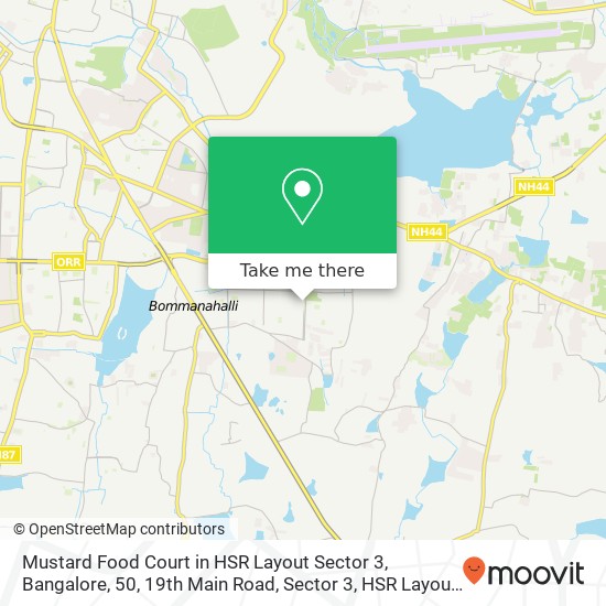 Mustard Food Court in HSR Layout Sector 3, Bangalore, 50, 19th Main Road, Sector 3, HSR Layout, Ben map