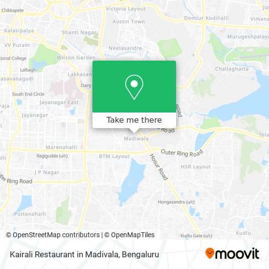 Kairali Restaurant in Madivala map