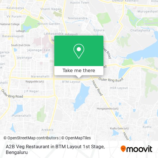 A2B Veg Restaurant in BTM Layout 1st Stage map