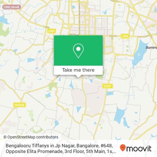 Bengalooru Tiffanys in Jp Nagar, Bangalore, #648, Opposite Elita Promenade, 3rd Floor, 5th Main, 1s map