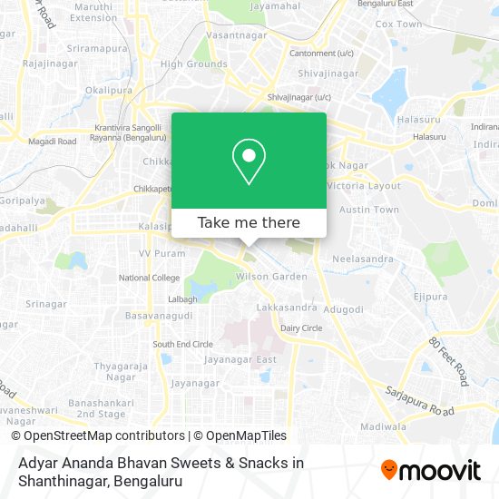 Adyar Ananda Bhavan Sweets & Snacks in Shanthinagar map