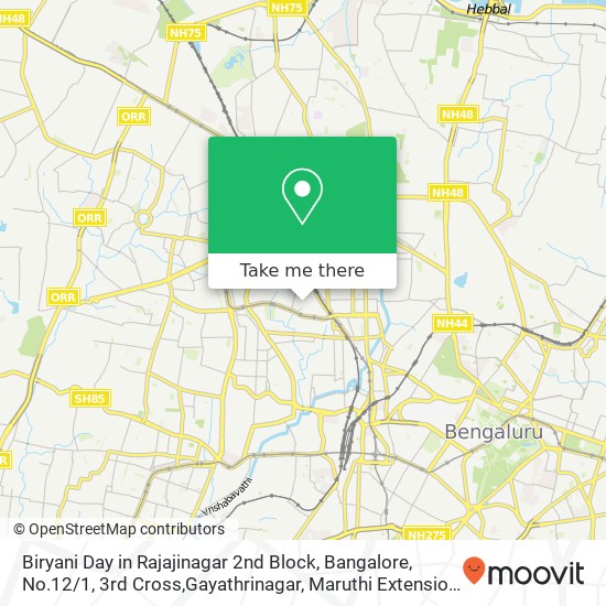 Biryani Day in Rajajinagar 2nd Block, Bangalore, No.12 / 1, 3rd Cross,Gayathrinagar, Maruthi Extensio map