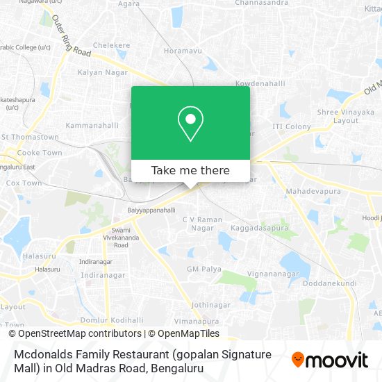 Mcdonalds Family Restaurant (gopalan Signature Mall) in Old Madras Road map