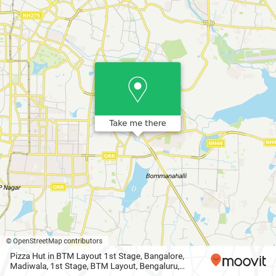 Pizza Hut in BTM Layout 1st Stage, Bangalore, Madiwala, 1st Stage, BTM Layout, Bengaluru, Karnataka map