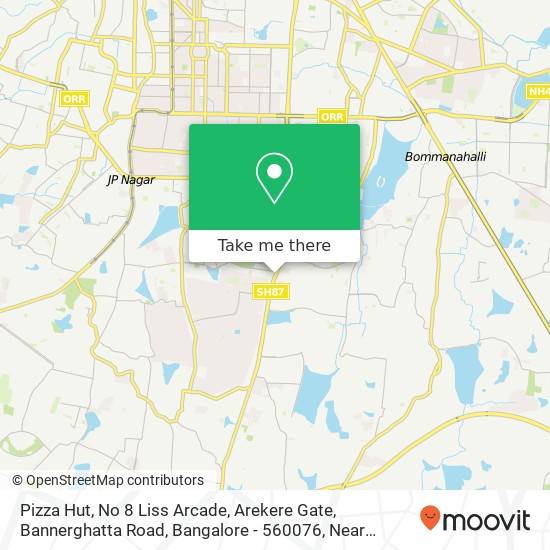 Pizza Hut, No 8 Liss Arcade, Arekere Gate, Bannerghatta Road, Bangalore - 560076, Near Reebok Store map