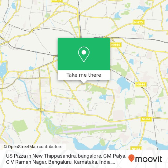 US Pizza in New Thippasandra, bangalore, GM Palya, C V Raman Nagar, Bengaluru, Karnataka, India map