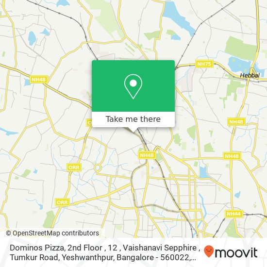 Dominos Pizza, 2nd Floor , 12 , Vaishanavi Sepphire , Tumkur Road, Yeshwanthpur, Bangalore - 560022 map