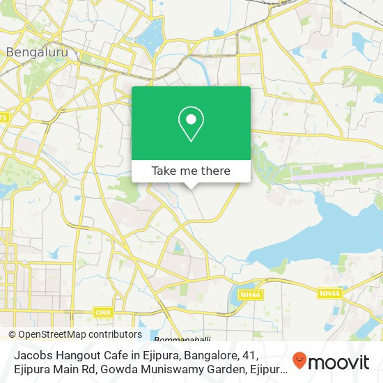 Jacobs Hangout Cafe in Ejipura, Bangalore, 41, Ejipura Main Rd, Gowda Muniswamy Garden, Ejipura Gow map