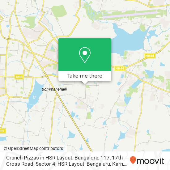 Crunch Pizzas in HSR Layout, Bangalore, 117, 17th Cross Road, Sector 4, HSR Layout, Bengaluru, Karn map