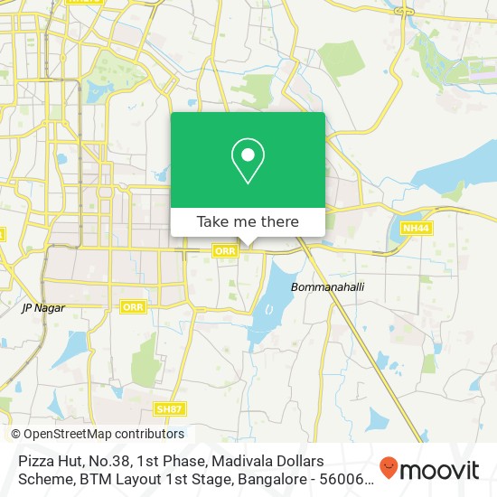 Pizza Hut, No.38, 1st Phase, Madivala Dollars Scheme, BTM Layout 1st Stage, Bangalore - 560068 map