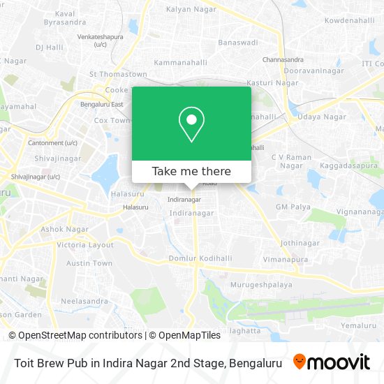 Toit Brew Pub in Indira Nagar 2nd Stage map