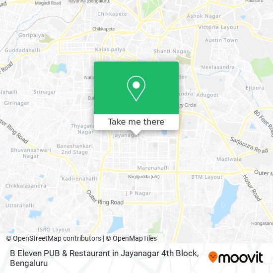 B Eleven PUB & Restaurant in Jayanagar 4th Block map