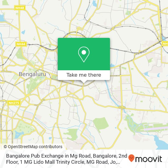 Bangalore Pub Exchange in Mg Road, Bangalore, 2nd Floor, 1 MG Lido Mall Trinity Circle, MG Road, Jo map