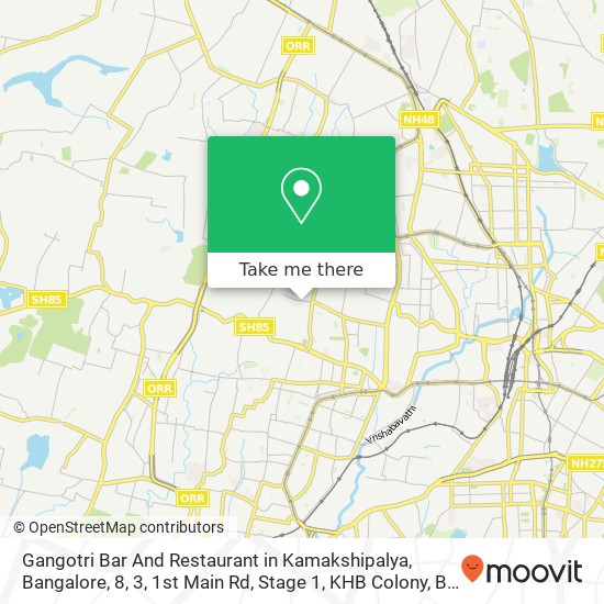 Gangotri Bar And Restaurant in Kamakshipalya, Bangalore, 8, 3, 1st Main Rd, Stage 1, KHB Colony, Ba map
