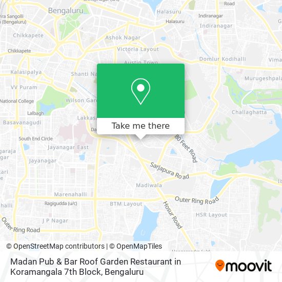 Madan Pub & Bar Roof Garden Restaurant in Koramangala 7th Block map