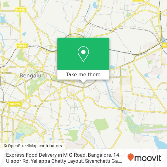 Express Food Delivery in M G Road, Bangalore, 14, Ulsoor Rd, Yellappa Chetty Layout, Sivanchetti Ga map