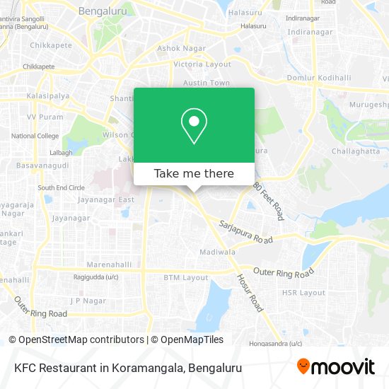 KFC Restaurant in Koramangala map
